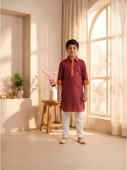 EXCLUSIVE FROM JAIPUR - Maroon Cotton Pathani With Pant