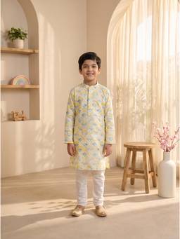 EXCLUSIVE FROM JAIPUR - Yellow Chikankari Kurta With Pyjama