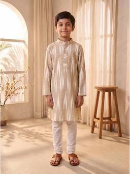 EXCLUSIVE FROM JAIPUR - Brown Ikkat Kurta With Pyjama