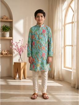 EXCLUSIVE FROM JAIPUR - Sea Green Chikankari Kurta With Pyjama