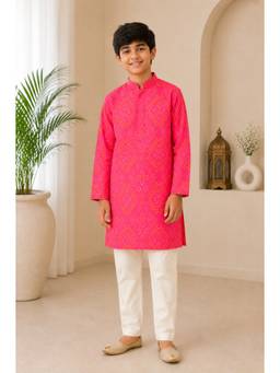 EXCLUSIVE FROM JAIPUR - Rani Bandhej Kurta With Pyjama
