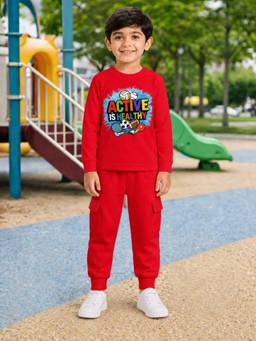 Palgrave - Cotton Printed T-Shirt And Jogger - Red
