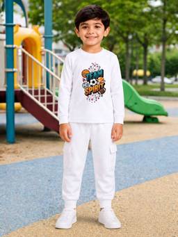 Palgrave - Cotton Graphics Playful Printed T-Shirt And Jogger White