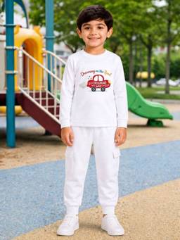Palgrave - Cotton Car Graphics Playful Printed T-Shirt And Jogger - White