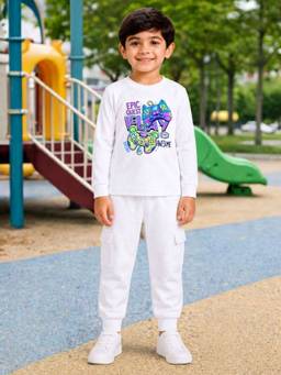 Palgrave - Cotton Gaming Graphic T-Shirt And Jogger -White White
