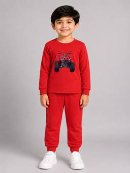 Palgrave - Cotton Vehicle Graphic T-Shirt And Joggers Red