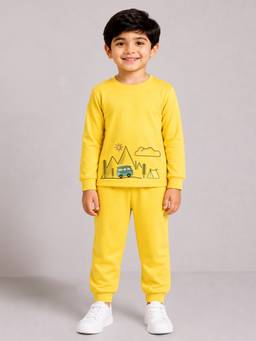 Palgrave - Cotton Graphic T-Shirt And Joggers Yellow
