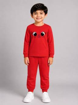 Palgrave - Cotton Graphic T-Shirt And Joggers Red