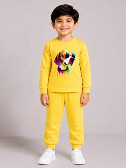 Palgrave - Cotton Dog Graphic T-Shirt And Joggers Yellow