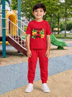 Palgrave - Cotton Floral You Have My Heart Text Printed T-Shirt And Jogger -Red
