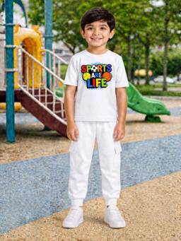 Palgrave - Cotton Sports Ball Graphic T-Shirt And Jogger -White