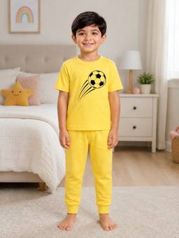 Palgrave - Cotton Football Graphic T-Shirt And Joggers Yellow