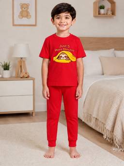 Palgrave - Cotton Animal Graphic T-Shirt And Joggers Red