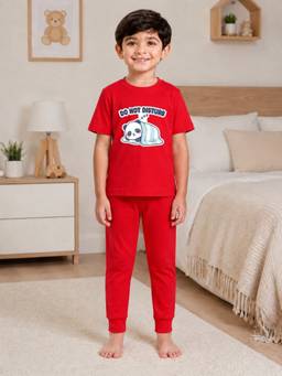 Palgrave - Cotton Animal Graphic T-Shirt And Joggers Red