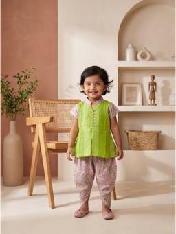 EXCLUSIVE FROM JAIPUR - Green Peplum Top With Dhoti