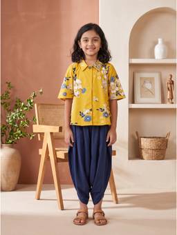 EXCLUSIVE FROM JAIPUR - Yellow Flare Shirt With Dhoti