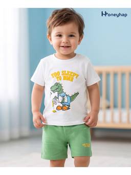 Honeyhap - Premium Cotton Shorts With Bio Finish T-Shirt White