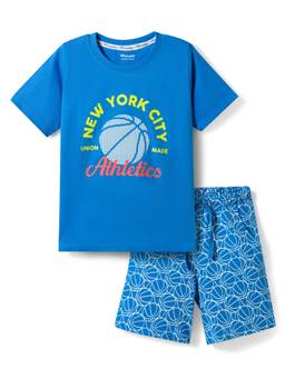 Honeyhap - Premium Cotton Shorts With Bio Finish T-Shirt Blue