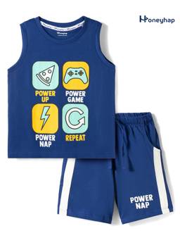 Honeyhap - Premium Shorts With Bio Finish T-Shirt Blue