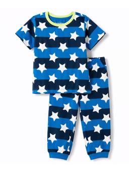 Honeyhap - Premium Cotton Joggers With T-Shirt Blue