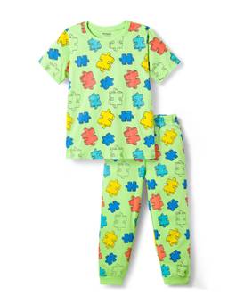 Honeyhap - Premium Cotton Joggers With T-Shirt Green