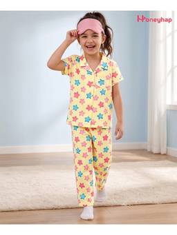 Honeyhap - Premium Cotton Pyjama With Shirt Yellow