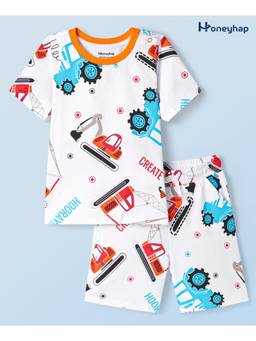 Honeyhap - Premium Cotton Shorts With Bio Finish T-Shirt White