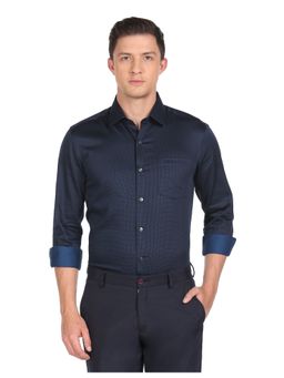 Arrow - Men Blue Printed Manhattan Slim Fit Formal Shirt