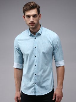 SHOWOFFFF - Men Blue Collar Neck Ethnic Motifs Classic Fit Shirt