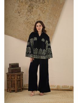 ONEWE INDIA - Naira Midnight Navy Blue Velvet Co-Ord Set