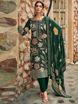 Stylee LIFESTYLE - Green Pashmina Digital Printed Dress Material