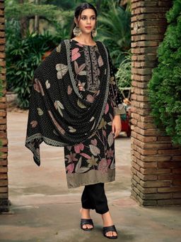 Stylee LIFESTYLE - Black Pashmina Digital Printed Dress Material