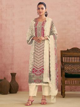 Stylee LIFESTYLE - Off White Lawn Cotton Digital Printed Dress Material