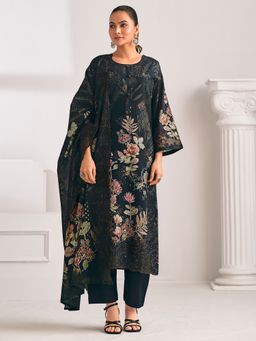 Stylee LIFESTYLE - Black Lawn Cotton Digital Printed Dress Material