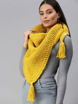 Magic Needles - Women Yellow Solid Scarf