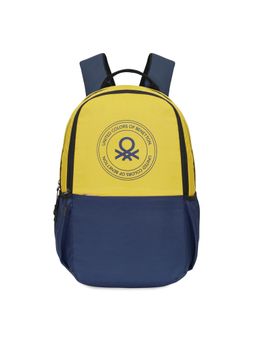 United Colors of Benetton - Unisex Polyester 14 Inch Laptop Backpack - Yellow & Navy Blue