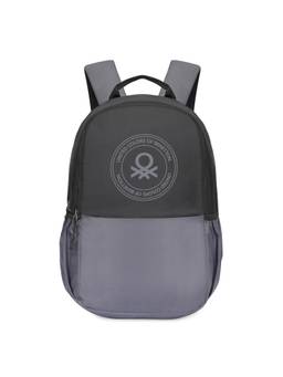 United Colors of Benetton - Unisex Polyester 14 Inch Laptop Backpack - Grey & Black
