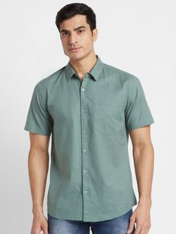 Globus - Men Olive Short Sleeve Pure Cotton Casual Shirt