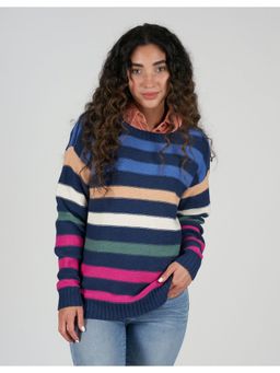 American Eagle - Women Blue Oversized Crew Neck Sweater