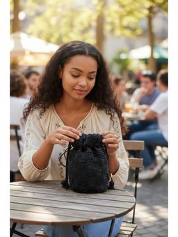 RISHAZ - Beaded Potli Black