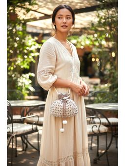 RISHAZ - Beaded Potli White