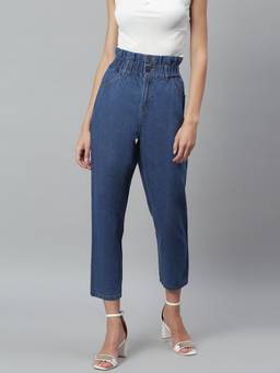 KOTTY - Womens Solid Cotton Lycra Blend High Rise Skinny Fit Ankle Length Stylished Jeans