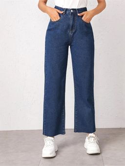 KOTTY - Womens Solid High Rise Relaxed Fit Ankle Length Stylished Jeans