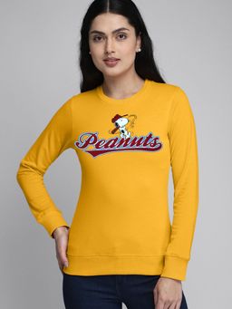 Free Authority - Women Peanuts Printed Yellow Sweatshirt