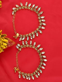 Anika's Creations - Leafy White and Golden Stones Beaded Anklet