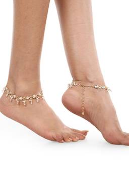Anika's Creations - Gold-Plated Stone-Studded Beaded Handcrafted Anklets