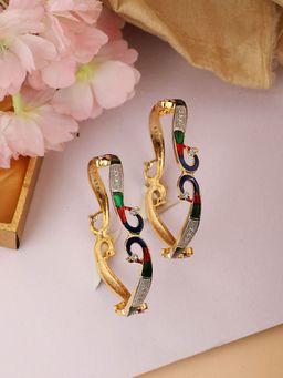 Anika's Creations - Black Gold-Plated Stone-Studded Handcrafted Bangles (Set of 2)