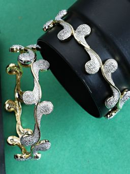 Anika's Creations - White American Diamond Gold Tone Bangles (Set of 2)