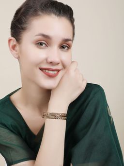 Anika's Creations - 24k Gold-Plated White Stone-Studded Bangles (Set of 2)