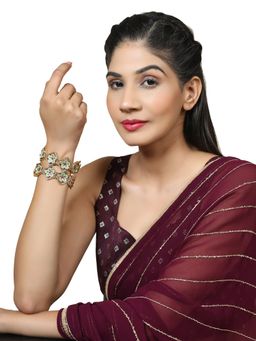 Anika's Creations - Women 24k Gold-Plated Mint Enameled Designer Bangles (Set of 2)